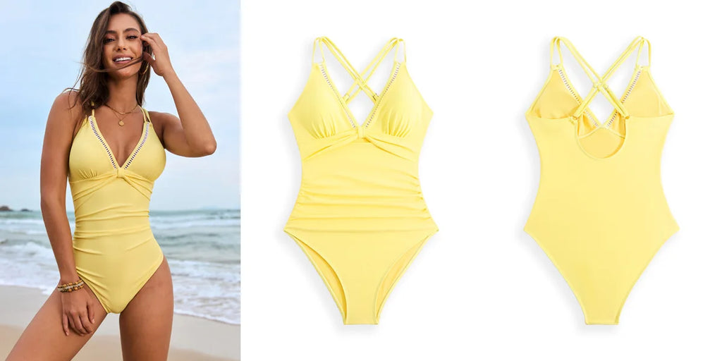 Women One Piece Swimsuit 2025 Tummy Control Ruched Bathing Suit Slimming Push Up Swimwear