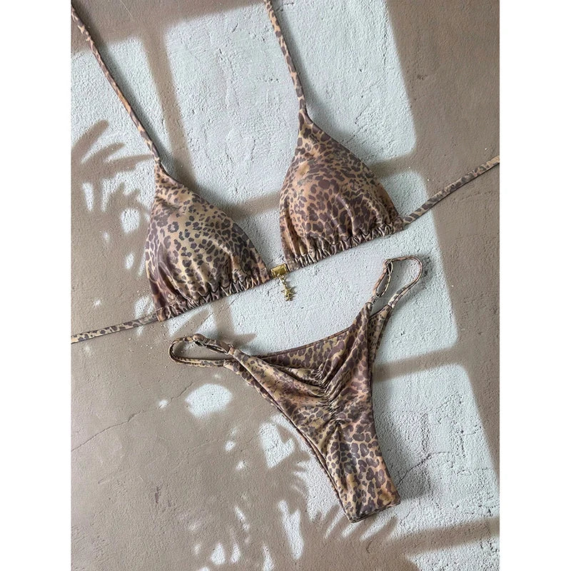 Sexy Leopard Push Up Bikinis Two Piece Bathing Suits 2026 Micro Bikini Sets Women Swimsuit Beach Wear Thong Swimwear