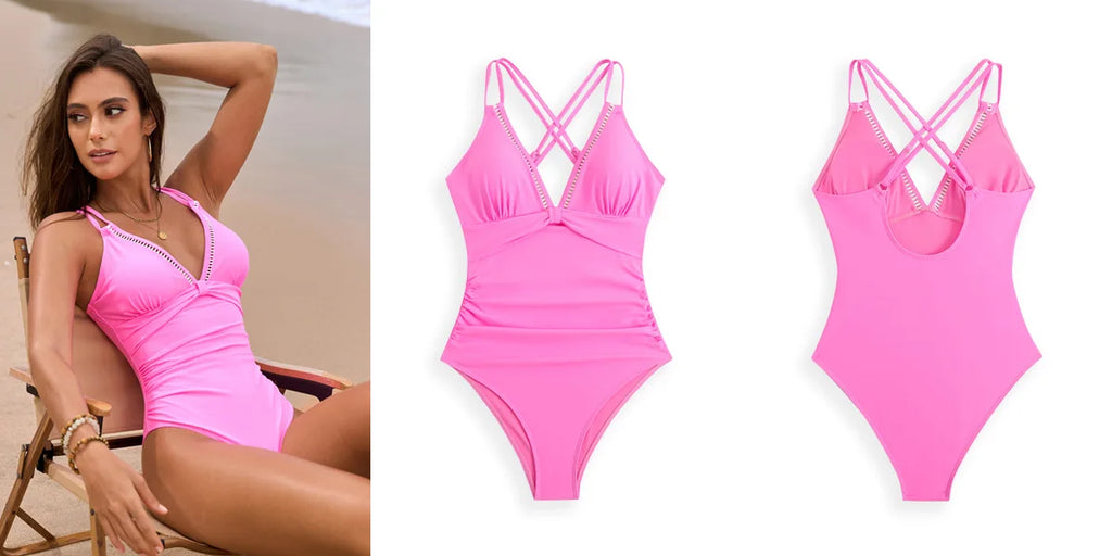 Women One Piece Swimsuit 2025 Tummy Control Ruched Bathing Suit Slimming Push Up Swimwear