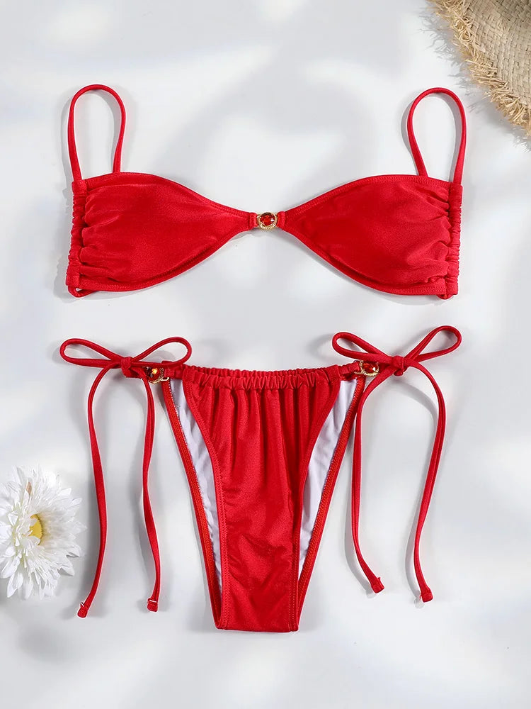 2026 Sexy Bikinis Swimsuit  Women Swimwear High Cut Bathing Suit Brazilian Biquini Sexy Bikini Sets Solid Beachwear