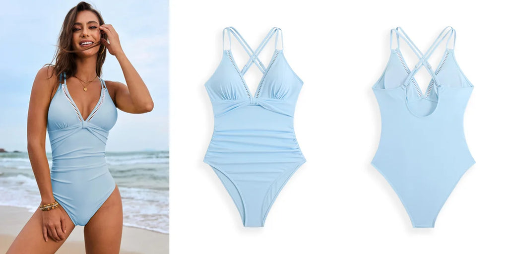 Women One Piece Swimsuit 2025 Tummy Control Ruched Bathing Suit Slimming Push Up Swimwear