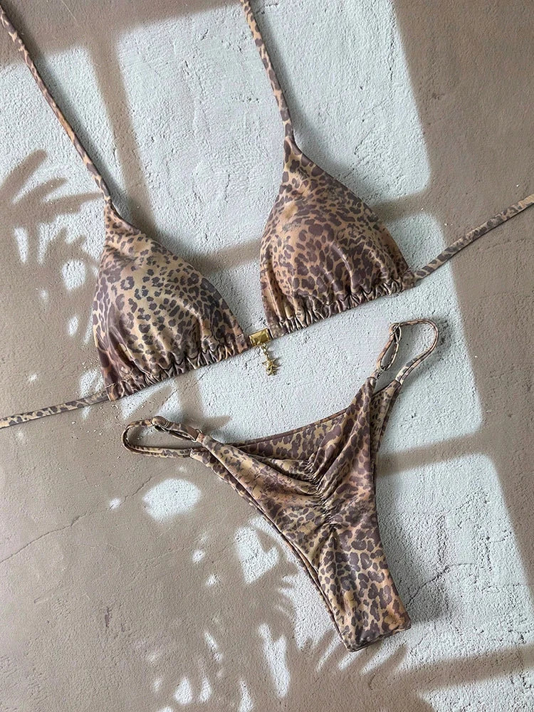 Sexy Leopard Push Up Bikinis Two Piece Bathing Suits 2026 Micro Bikini Sets Women Swimsuit Beach Wear Thong Swimwear